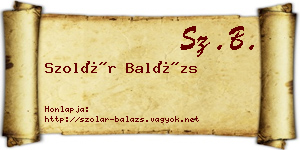 Szolár Balázs névjegykártya